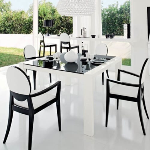 black and white dining set